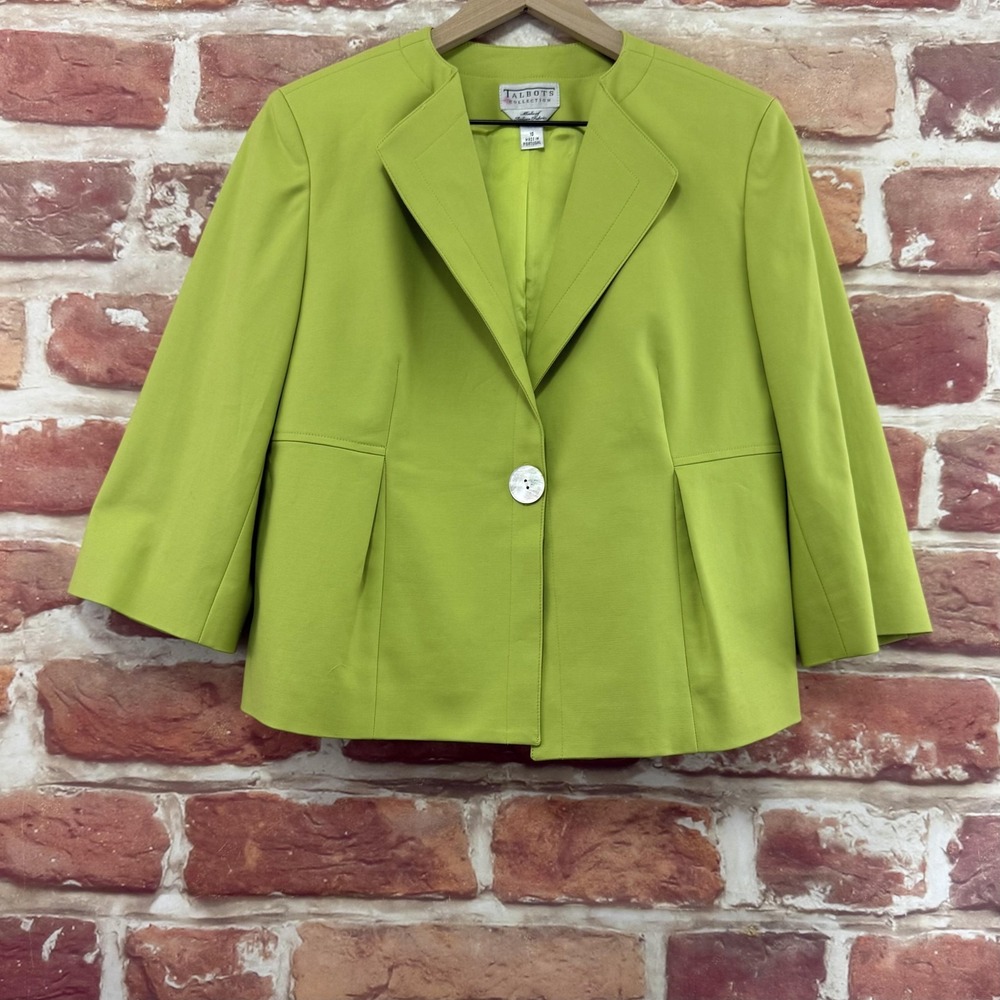 Vintage Talbots Collection Blazer Womens 10 Green Work Office Career Wear Jacket